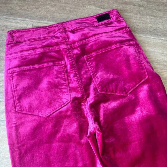 PAIGE Margot Ankle High Rise Pink Velvet Skinny Jeans Size 26 - Picture 8 of 10
